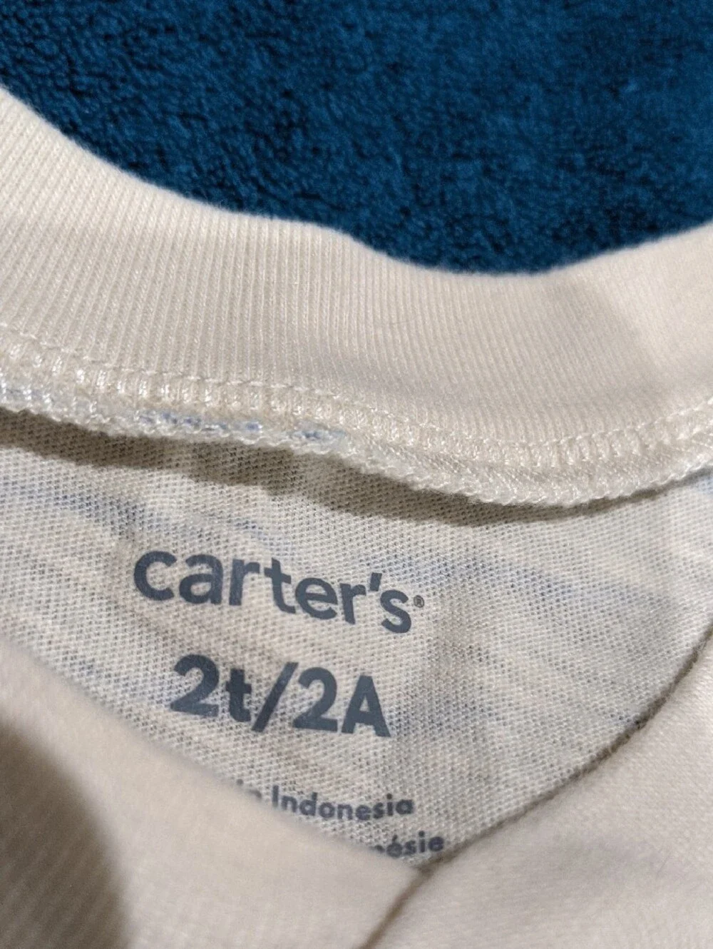 Carter's Cream and Blue Striped Short Sleeve Tee